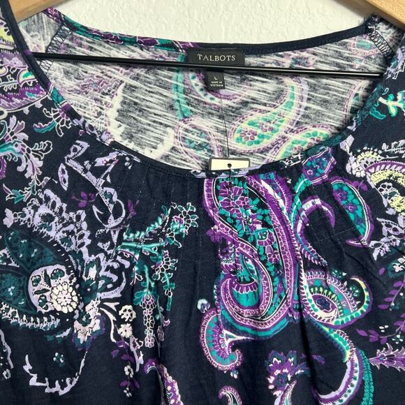 TALBOTS WOMEN'S PAISLEY ROUND NECK PARTY BLOUSE LONG SLEEVE SIZE LARG BRAND NEW - Picture 4 of 4